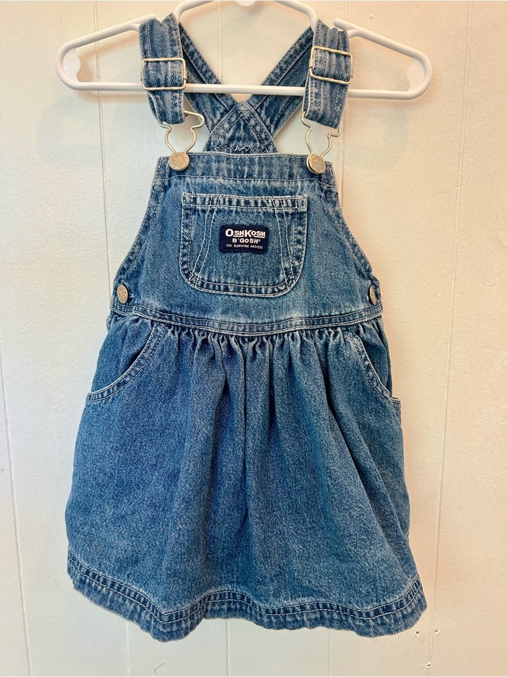 Vintage OshKosh B'gosh Girls' Blue Denim Overall Dress
